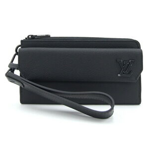 Louis Vuitton L zipper long wallet LV Aloe Zippy Noir Black logo clutch bag
